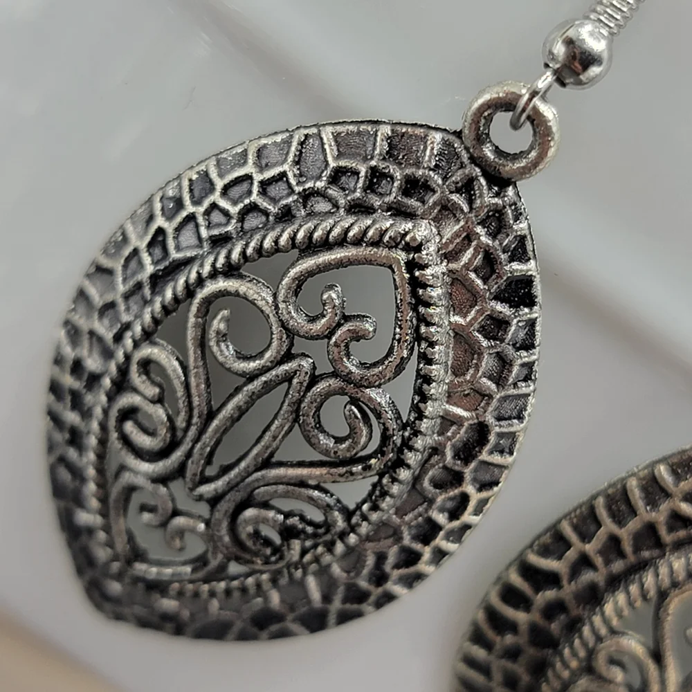 Filigree Drop Earrings Marquise